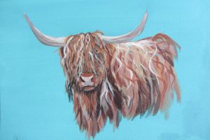 Tea Towel.      ‘Highland Coo’